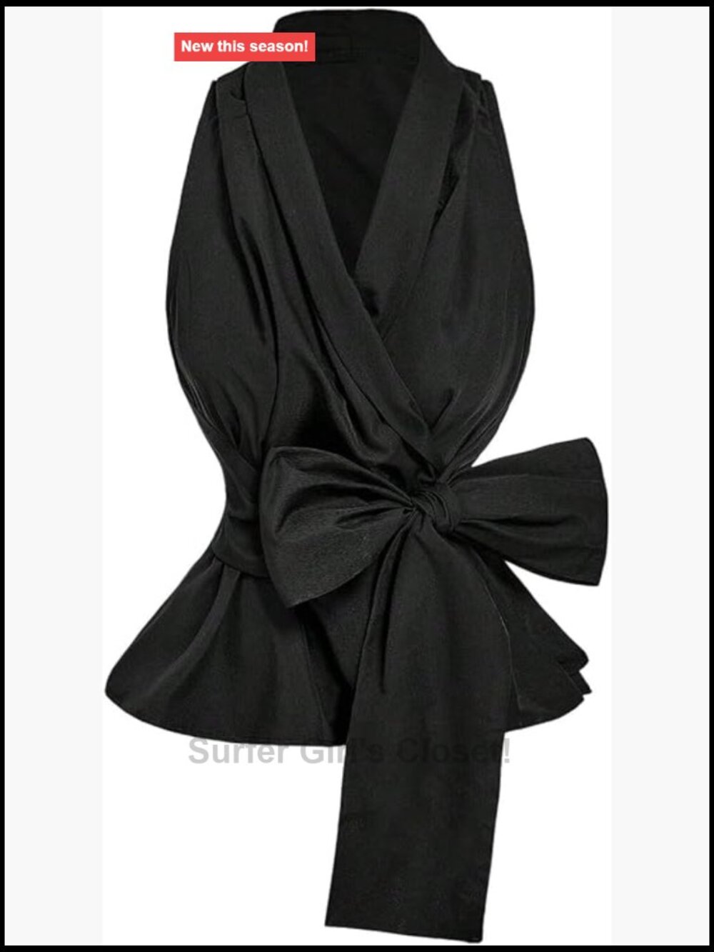 Tie Front Peplum Tank Top V Neck Wrap Blouse